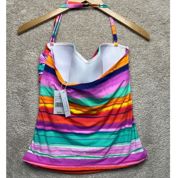 Bleu Rod Beattie Halter Draped Bandeau Tankini Swim Top NWT Stripe Ring Retro 12 - Picture 3 of 8